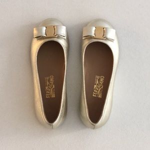 Gold Ferragamo Ballet Flat
